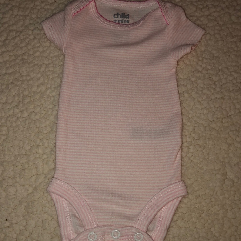 Pink and white newborn onsie